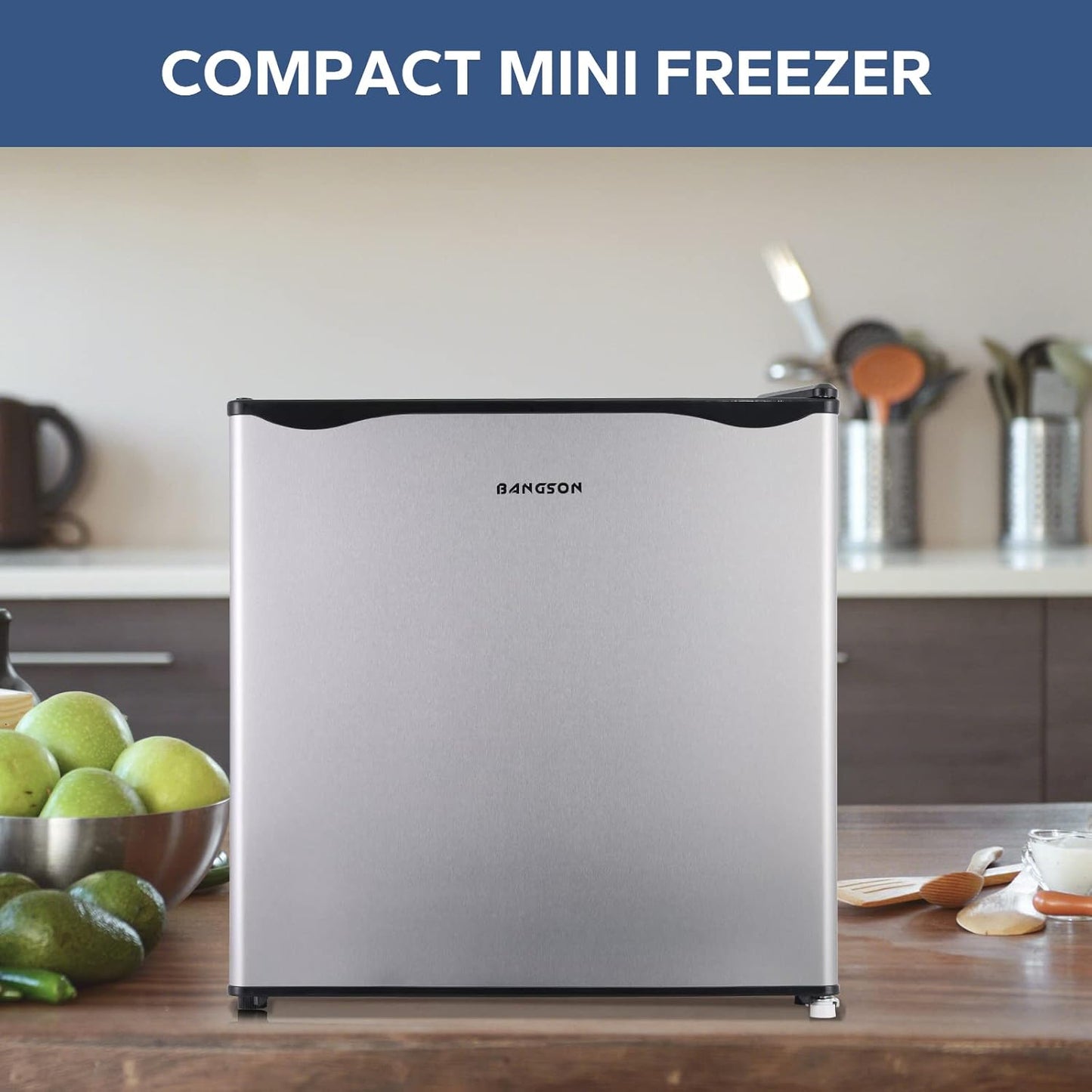 1.1 Cu.Ft Upright Mini Freezer for Dorms Apartment, Silver | Compact Freezer with Removable Shelf, Energy Saving Small Freezer Reversible Door, Low Noise for Bedroom
