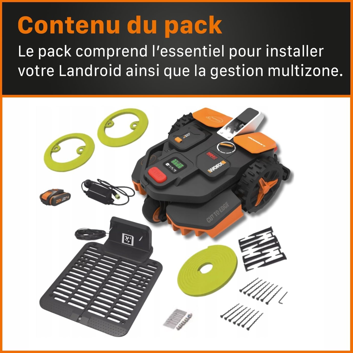 WR202E Landroid Vision Robotic Lawn Mower – 250M² Patented AIA Mowing Multi-Zone, Auto Charging, 20V Powershare Battery, Rain Sensor, Cut-To-Edge Technology, App-Controlled, 2025 Model