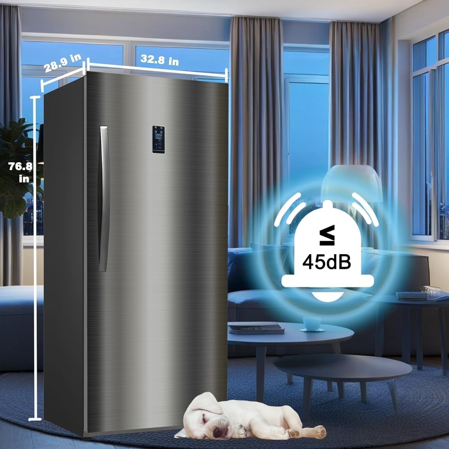 21 Cu.Ft Upright Freezer, Freezer Upright Frost Free Upright Freezers with LED Display,Stainless Steel Convertible Refrigerator Freezer for Garage,Kitchen Use