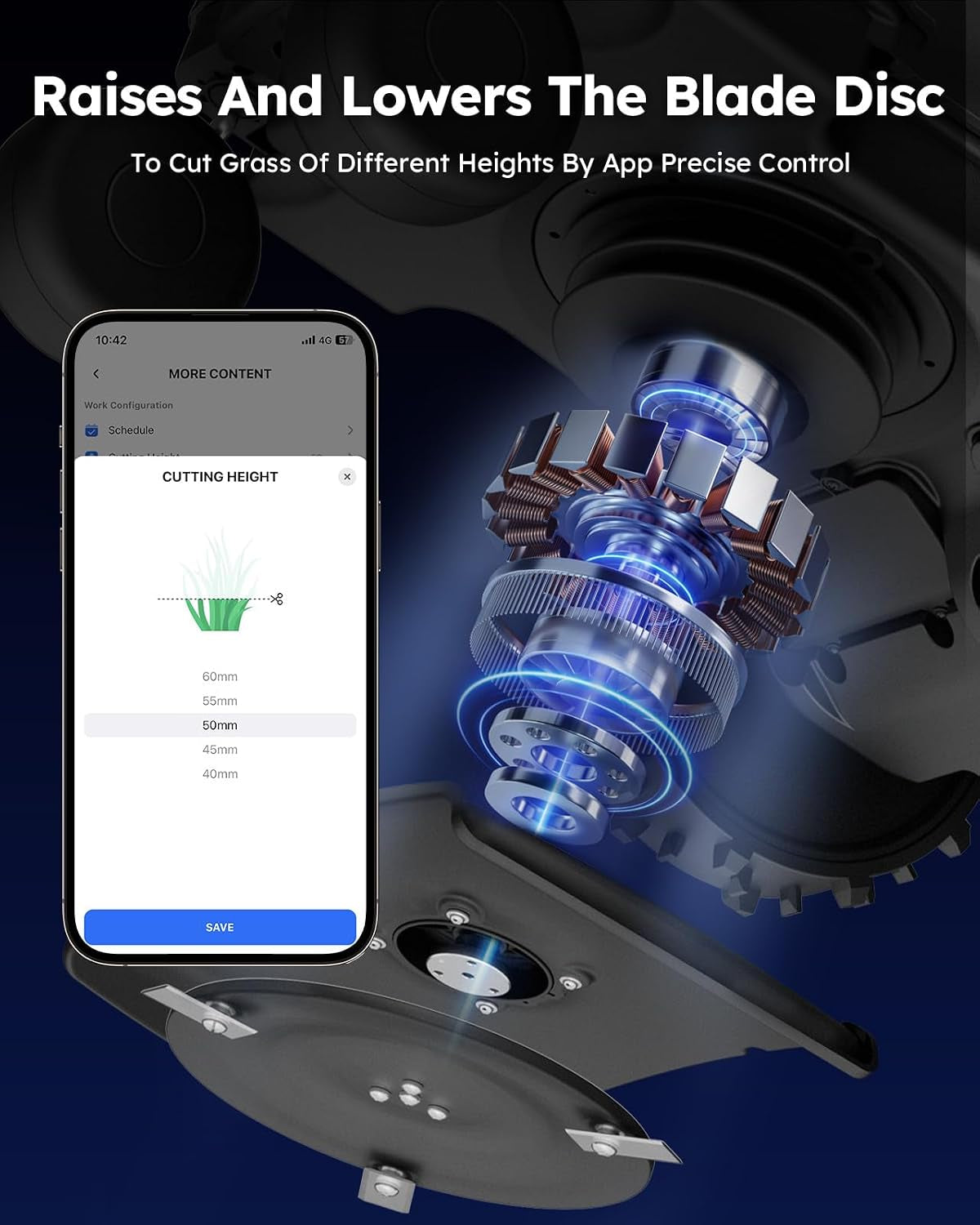 Robotic Lawn Mower Smart Robot - up to 900M², with Max 180M Boundary Wire, 300% Higher Efficiency, Smart Mowing Path, Breakpoint Detection, Low Noise 55Db,  Robot Lawnmower