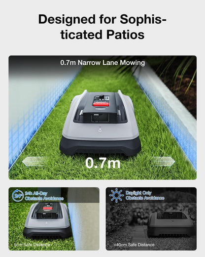 GOAT O600 RTK Robot Lawn Mower,Wire-Free Truemapping 2.0 RTK Navigation,Aivi AI Obstacle Avoidance,19Cm Cutting Width Robot Lawnmower for Medium Gardens up to 600M²,App Control,Ipx6 Waterproof