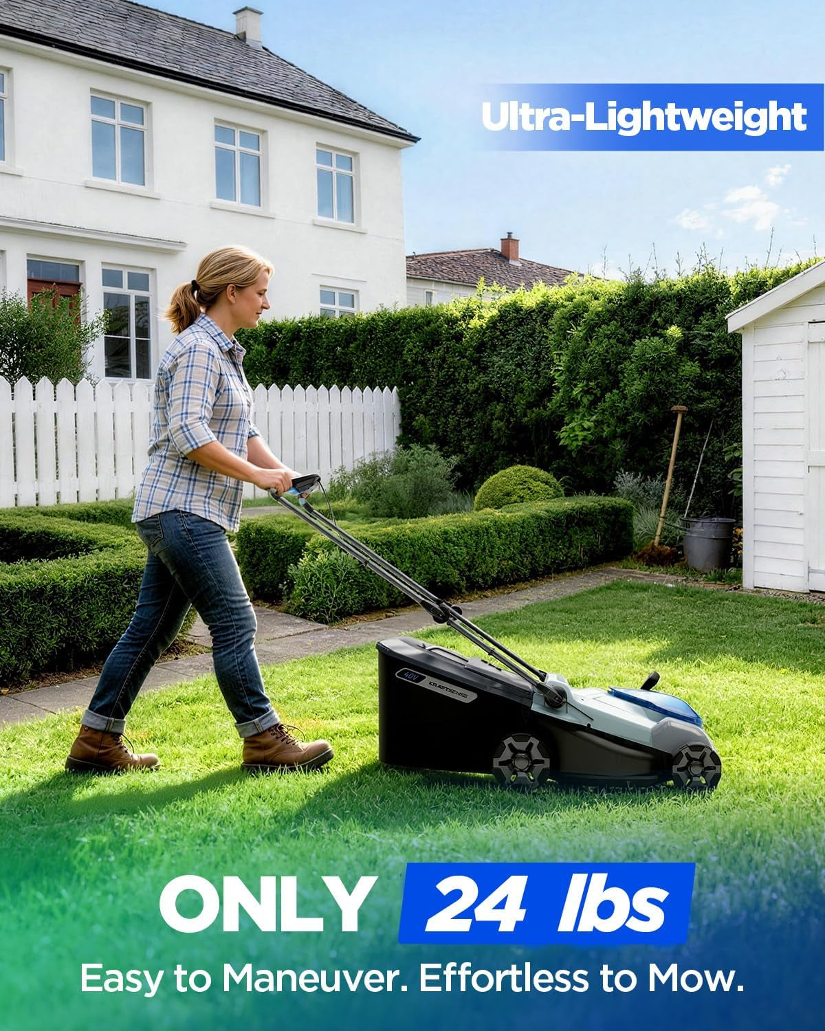 16-Inch 40V Max Brushless Cordless Electric Push Lawn Mower | Includes 40V Max 4.0Ah Battery and Charger, 148Wh Total Energy for Fewer Charging Interruptions during Routine Yard Care