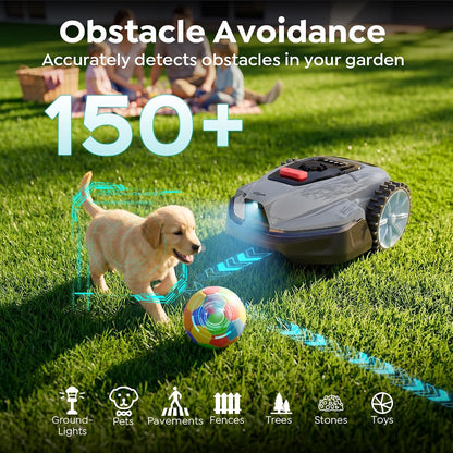 V3 Robot Lawn Mower with Vision Navigation, 150+ Obstacle Detection and App Control, 50 Db Quiet, with Spiral Mowing Mode and Rain Sensor, Robotic Lawn Mower for Small to Medium‑Sized Gardens