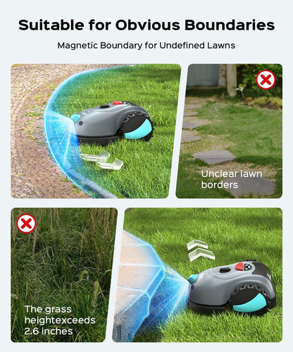 V100 Robot Lawnmower without Boundary,Vision Navigation,150 Obstacle Detection,20-60 Mm Cutting Height,Robotic Lawnmower with Magnetic Wires,Low Noise,Replacement Blades,Spot Mow, Max.150M²