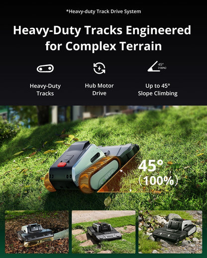 One plus Robot Lawn Mower, Wire-Free Rtk+Vision Navigation, 1.73 Acres Daily Coverage, 100% Slope (45°) Climbing, 1.2"-4" Cut Height, AWD All-Terrain Automatic Robotic Mower, App Control