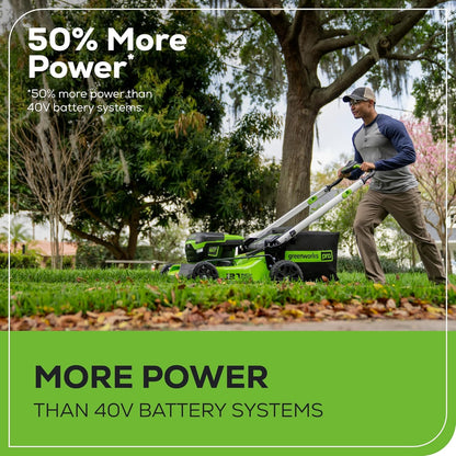 Greenworks 60V 21 in Push Lawn Mower, 5.0 Ah Battery and Charger