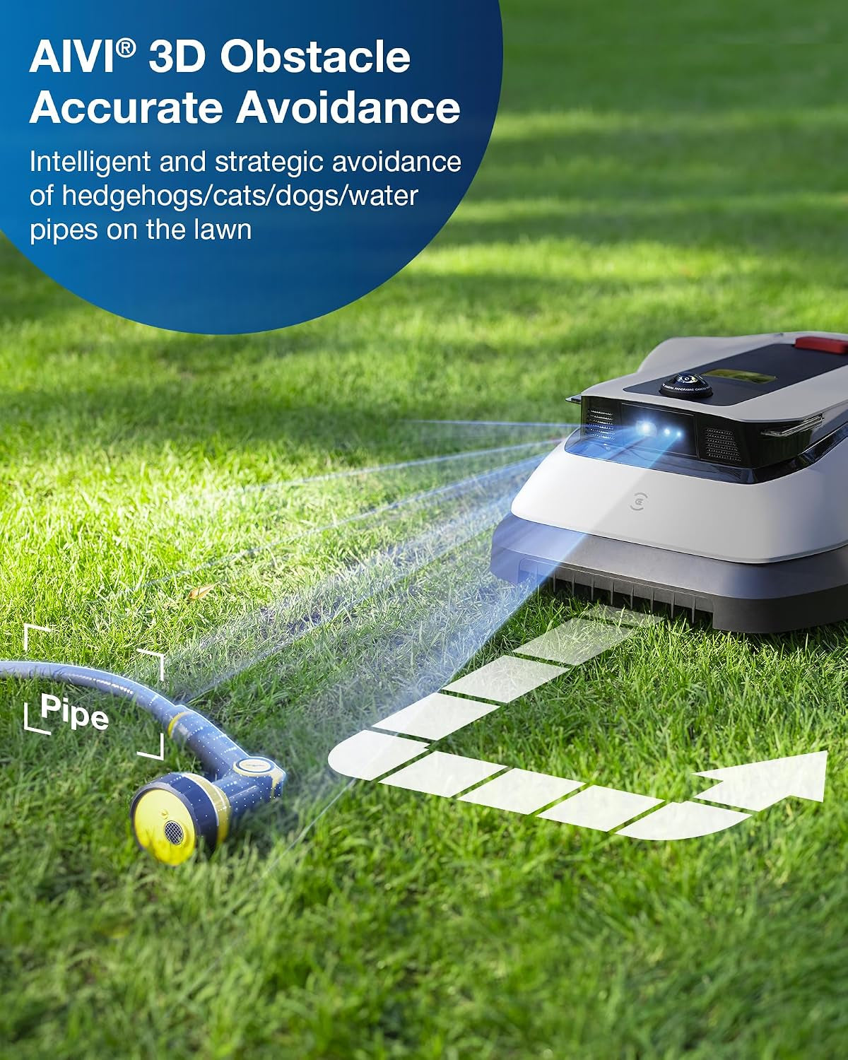 Goat G1-800 Robot Lawnmower No Boundary Wire for Gardens up to 800㎡ (AIVI 3D Obstacle Avoidance, Intelligent Path Planning, No-Entry Zone Setting, Logical Cutting, 16 Zones Management)