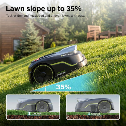 Robot Lawn Mower without Boundary, AI Pure Vision Robotic Mower with Auto Mapping, Slope up to 35°, IPX5 Waterproof Rating, Automatic Mapping, APP Control for Lawns up to 250 M²