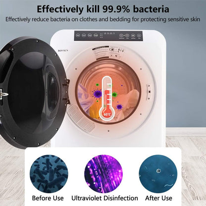 3.5 Cu.Ft Portable Clothes Dryer, High End Front Load Tumble Laundry Dryer with LCD Touch Screen, Stainless Steel Tub for Apartment, Home, Dorm-110V, Classic White