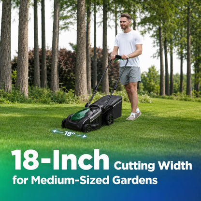 18" 40V Max Brushless Cordless Electric Lawn Mower | Includes 2X20V 8.0Ah Batteries & Charger, 6-Level Height Adjustment (25Mm-75Mm), 50L Collection Bag & 2 Spare Blades