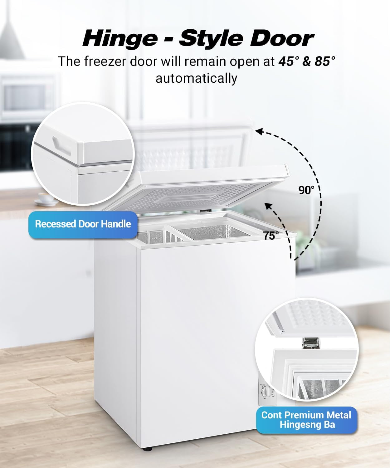 7.0 Cu.Ft Compact Deep Freezer, Energy Saving Chest Freezer, White | 7 Level Adjustable Thermostat, Small Freestanding Freezer with Removable Basket for Home Apartment Office