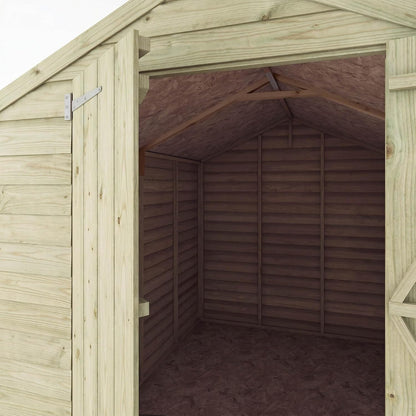 WALTONS 8X6 Overlap Storage Shed | Apex Roof | 7Mm Overlap Cladding | Wooden Garden Storage Shed | Felt and Fixings Included (8 X 6 Double Door No Windows)