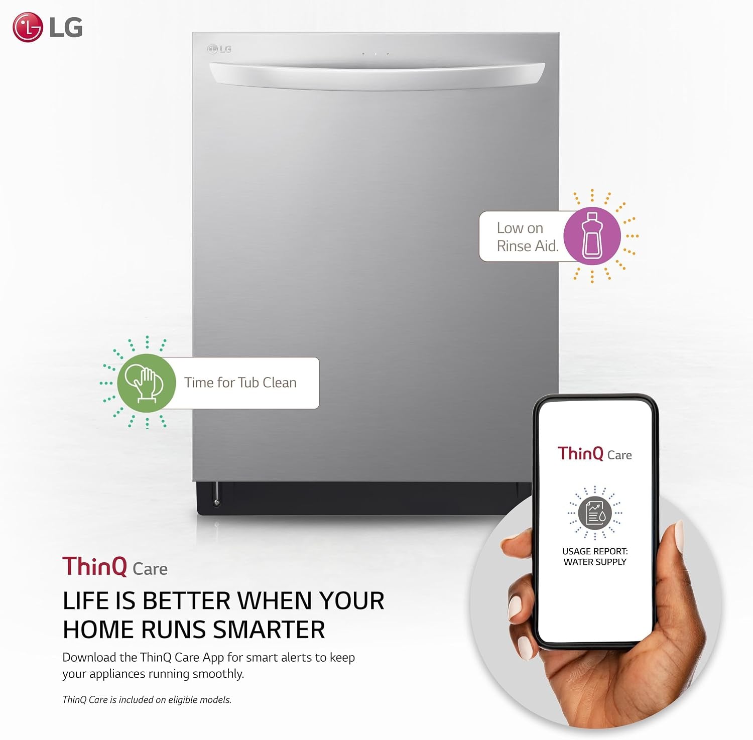 LG LDTS5552S Top Control Dishwasher with Quadwash, Truesteam, Dynamic Dry, 3Rd Rack, 46 Dba, Printproof Stainless Steel
