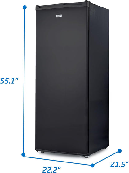 Upright Freezer, Stand up Freezer 6 Cu Ft with Reversible Door, Black | 5 Fixed Freezer Shelves, Reversible Door, Adjustable Thermostat, Manual Defrost
