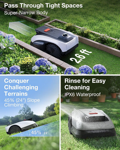 ECOVACS Goat O1000 Lidar PRO Robot Lawn Mower, Wire-Free Mapping with Lidar Navigation, AI Obstacle Avoidance, Smart Edge Mowing, App Control, for Lawns up to 1/4 Acre