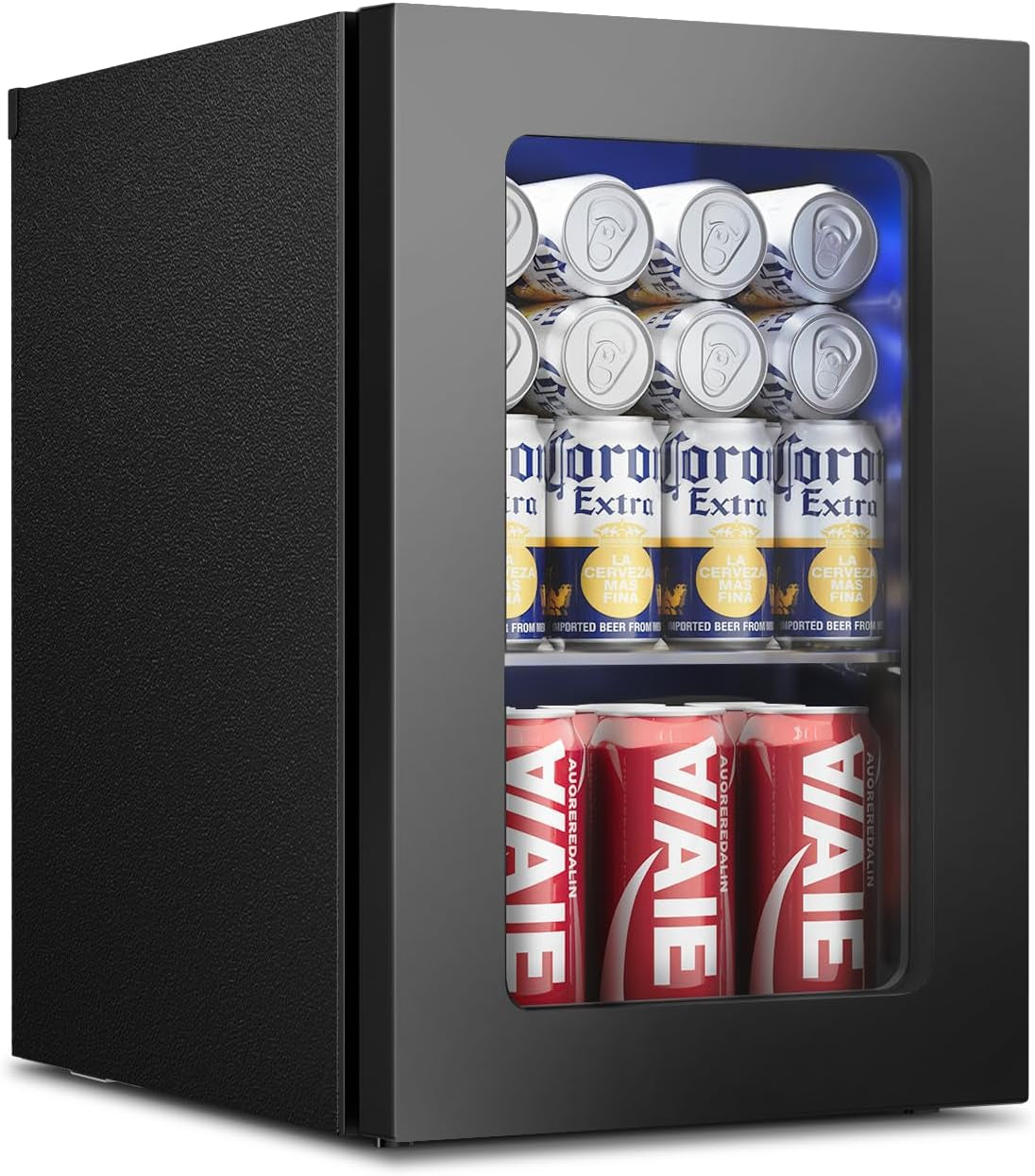 24 Can Beverage Refrigerator, Mini Fridge, Black | 40-61°F, Whisper-Quiet ≤38Db, Fast Even Cooling, Removable Shelf, for Soda, Beer, Wine. Fits Office, Dorm, Bedroom, Home Bar