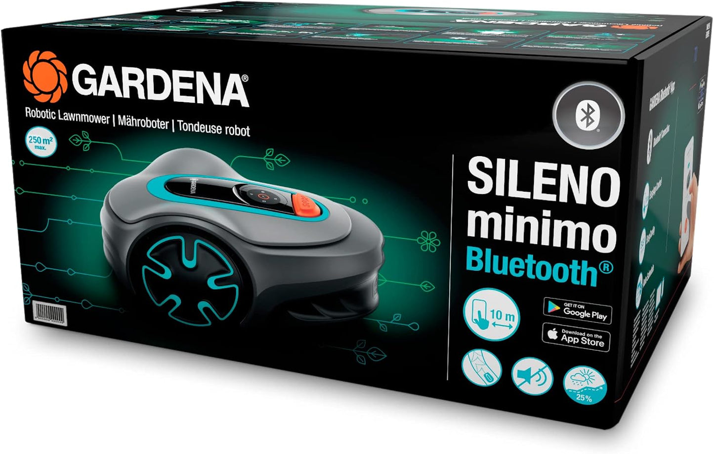 Robotic Mower SILENO Minimo 250 M²: Intelligent Lawn Mower with Excellent Connectivity, Programmable with the  Bluetooth® App, Version with UK Plug(15201-28)