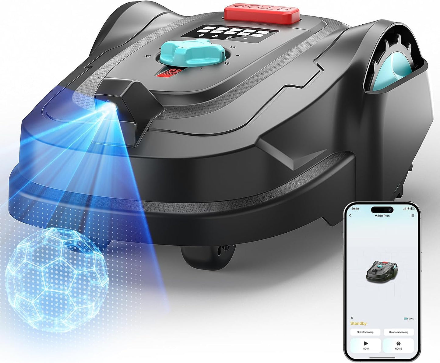 2026 New M800Plus Robot Lawn Mower, 8611 Sq.Ft, Jet Black | Wire Free, GPS & 3D Vision, 32.8 Ft Magnetic Stripe, Obstacle Avoidance, Auto-Charging, APP Control, Bow-Shaped Mowing