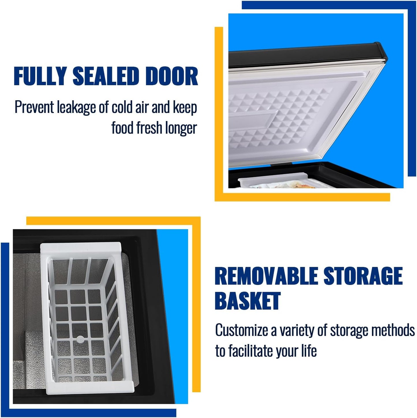 Chest Freezer 3.5 Cu.Ft Small Deep Freezer Top Door for Garage Black | Free-Standing Freezer with 2 Removable Baskets Adjustable 7 Thermostat Wheels & Adjustable Feet
