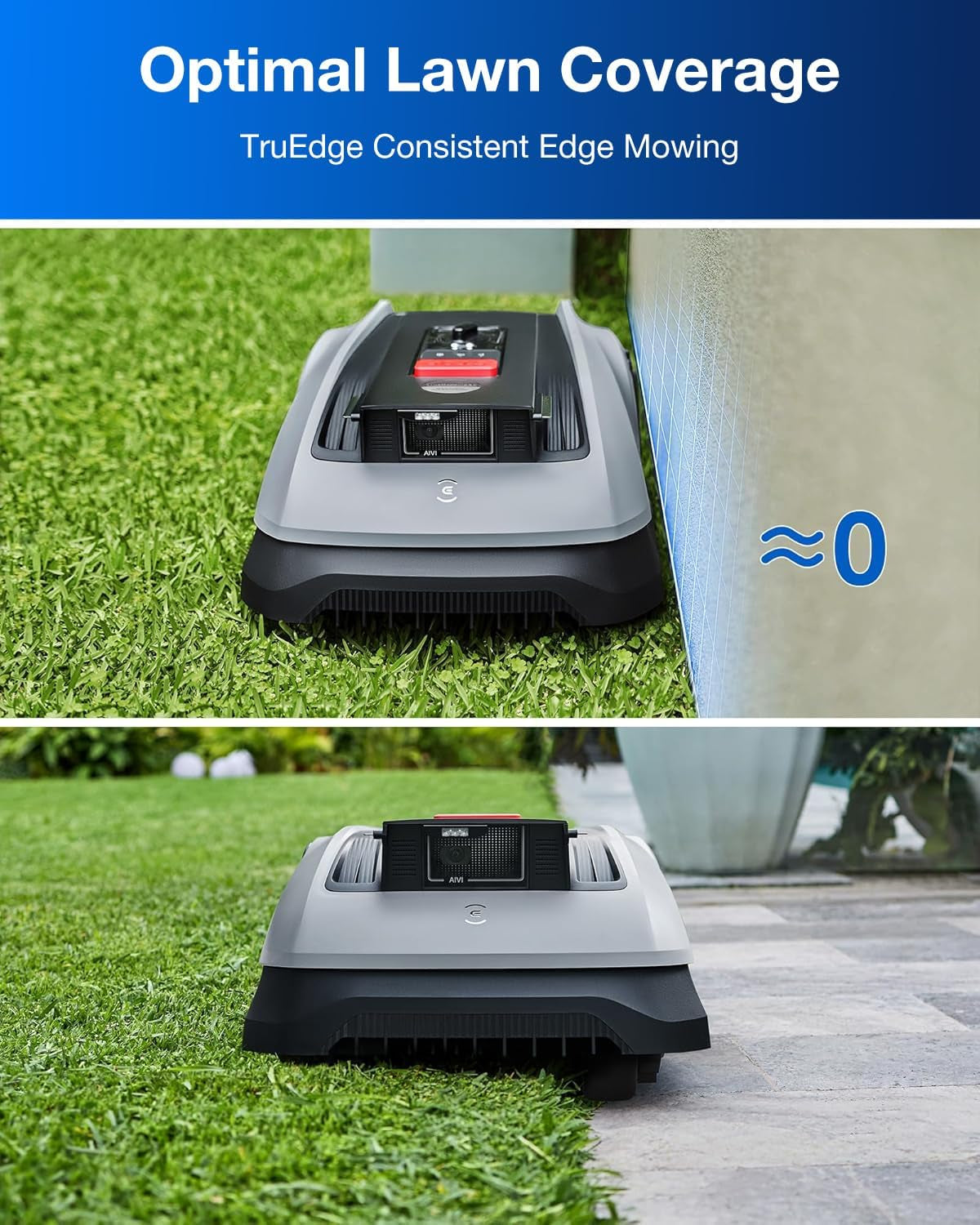 GOAT O600 RTK Robot Lawn Mower,Wire-Free Truemapping 2.0 RTK Navigation,Aivi AI Obstacle Avoidance,19Cm Cutting Width Robot Lawnmower for Medium Gardens up to 600M²,App Control,Ipx6 Waterproof