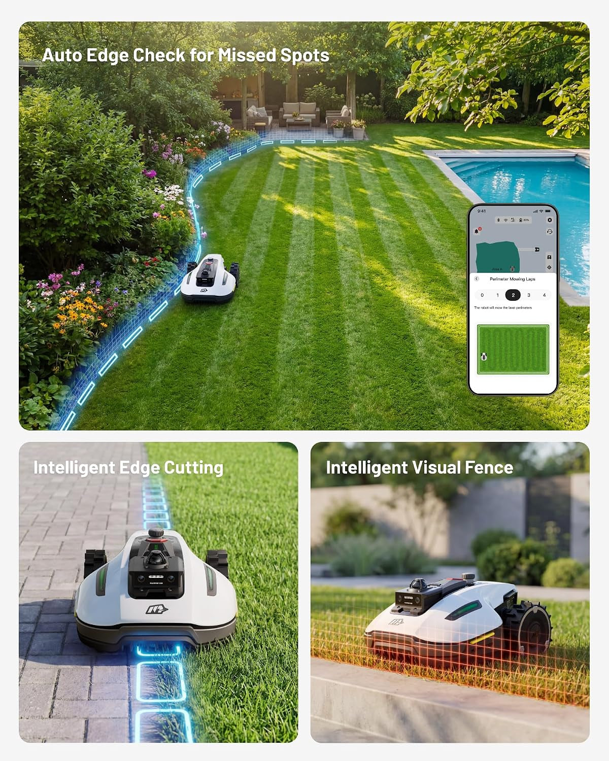 YUKA Mini 2 1000H Robotic Lawn Mower, 360° Lidar+Ai Vision | Wire Free for 0.25 Acre, 45% Slope, Smart Battery Management, Cutting Heights 2.0"-3.5"