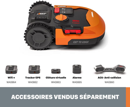 LANDROID WR142E Smart Smart Robot Lawn Mower, 700 M² Surf.Max 800 M², Easy Installation, Configurable, Slope 35%, Rain Detector, Cut Close to Edges, Fast Mowing