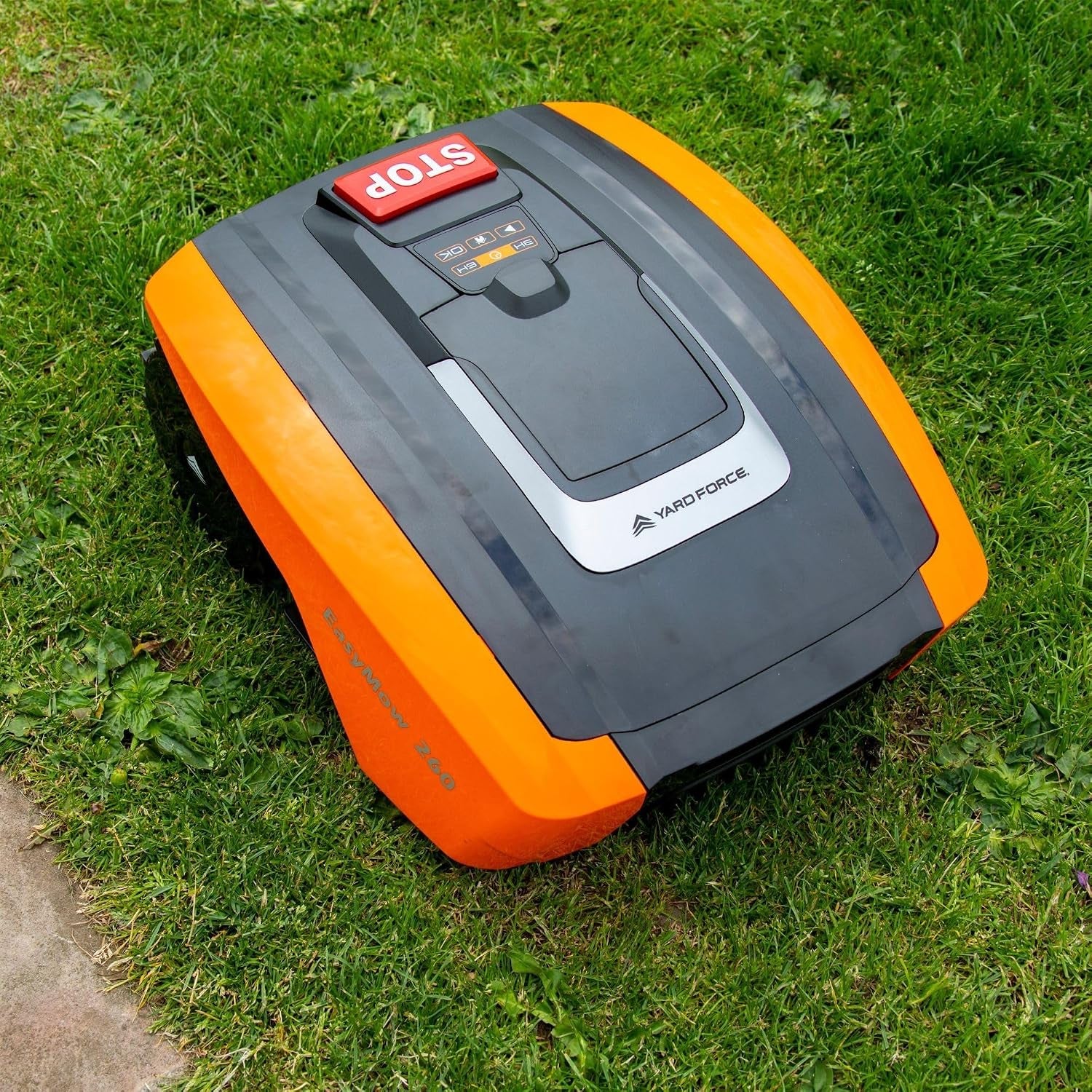 Easymow 260B Robotic Lawnmower with Additional Protection with Built-In Sensors: Lift, Obstacle, Turnover, Tilt for Lawns, Orange, 260 M²