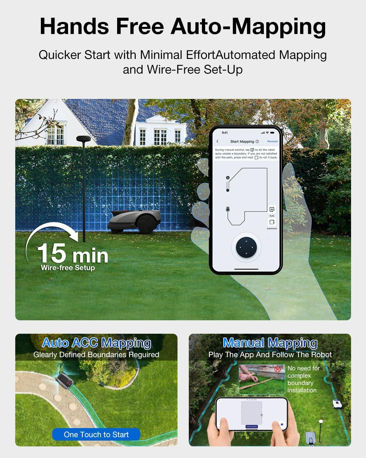 GOAT O600 RTK Robot Lawn Mower,Wire-Free Truemapping 2.0 RTK Navigation,Aivi AI Obstacle Avoidance,19Cm Cutting Width Robot Lawnmower for Medium Gardens up to 600M²,App Control,Ipx6 Waterproof