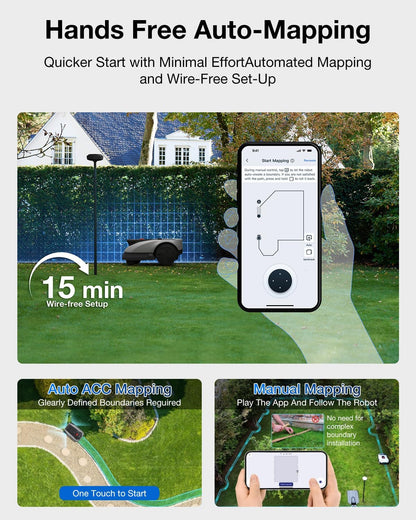 GOAT O600 RTK Robot Lawn Mower,Wire-Free Truemapping 2.0 RTK Navigation,Aivi AI Obstacle Avoidance,19Cm Cutting Width Robot Lawnmower for Medium Gardens up to 600M²,App Control,Ipx6 Waterproof