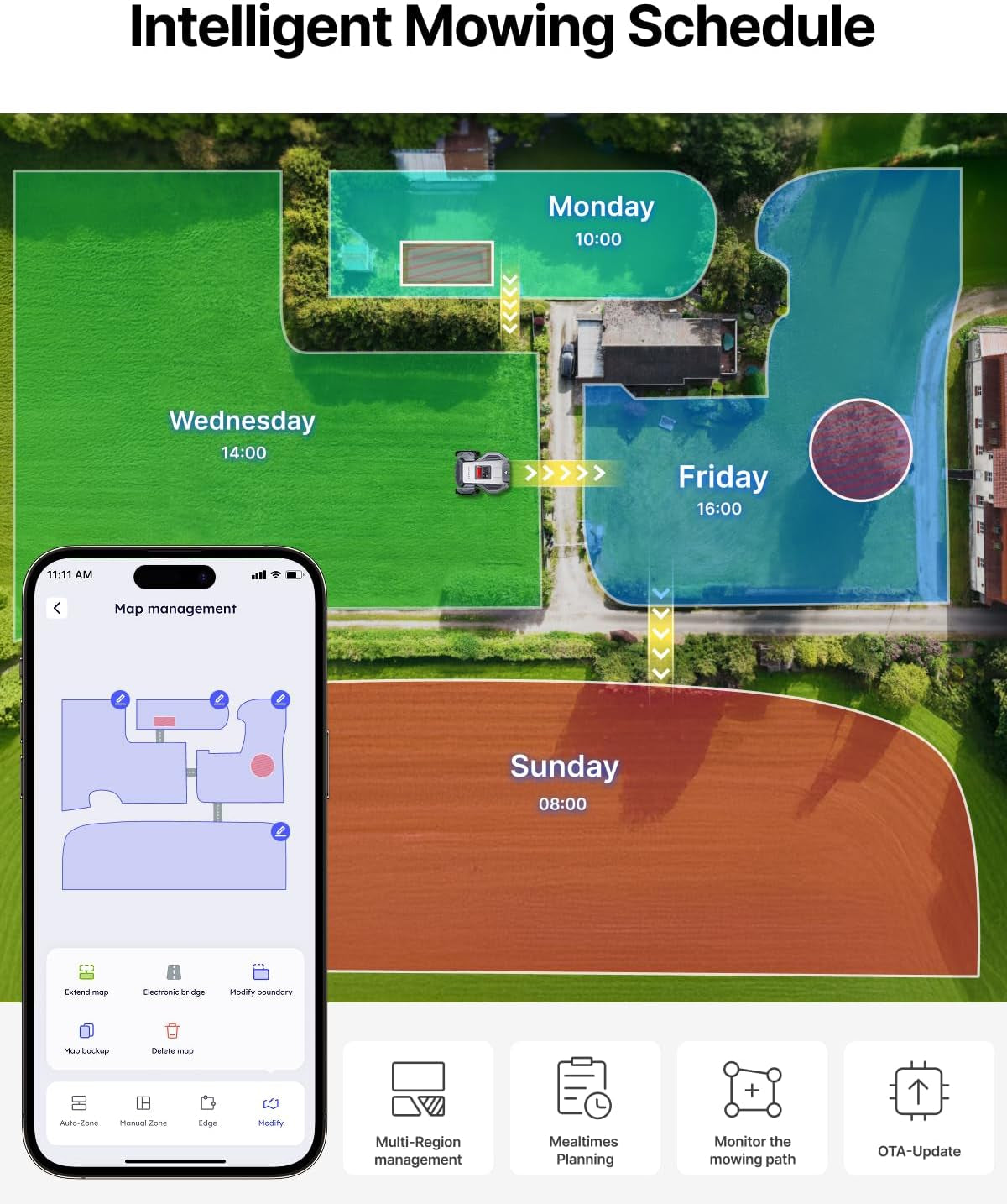 M9 Robot Lawn Mower 1/4 Acre, Dual Vision+Full-Band RTK & NRTK Robotic Lawnmower, No Perimeter Wire, App Control Obstacle Avoidance, 45% Slope, Cutting Height, Multi-Zone Mapping