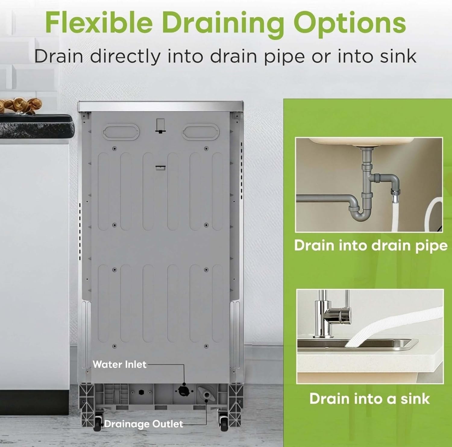 Portable Dishwasher, Ss/Platinum | Dishwasher with Wheels, 19In Wide, 8 Place Settings Capacity