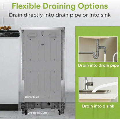 Portable Dishwasher, Ss/Platinum | Dishwasher with Wheels, 19In Wide, 8 Place Settings Capacity