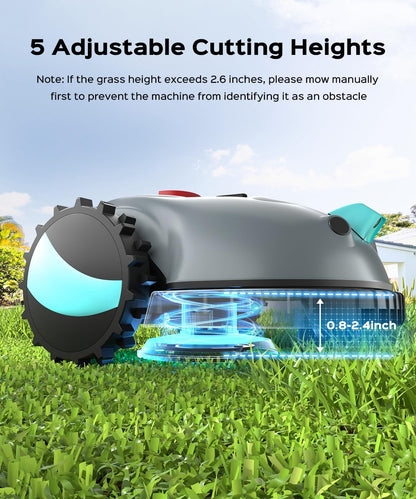 V100 Robot Lawnmower without Boundary,Vision Navigation,150 Obstacle Detection,20-60 Mm Cutting Height,Robotic Lawnmower with Magnetic Wires,Low Noise,Replacement Blades,Spot Mow, Max.150M²