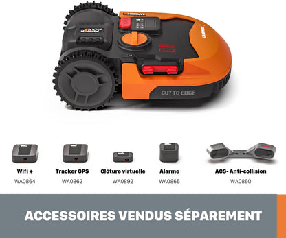 Landroid plus WR165E Robotic Lawnmower with Boundary Cable for Gardens up to 500 M² (AIA Navigation, App Control, Wifi, Bluetooth and Floating Mower - Max Gradient: 35%)