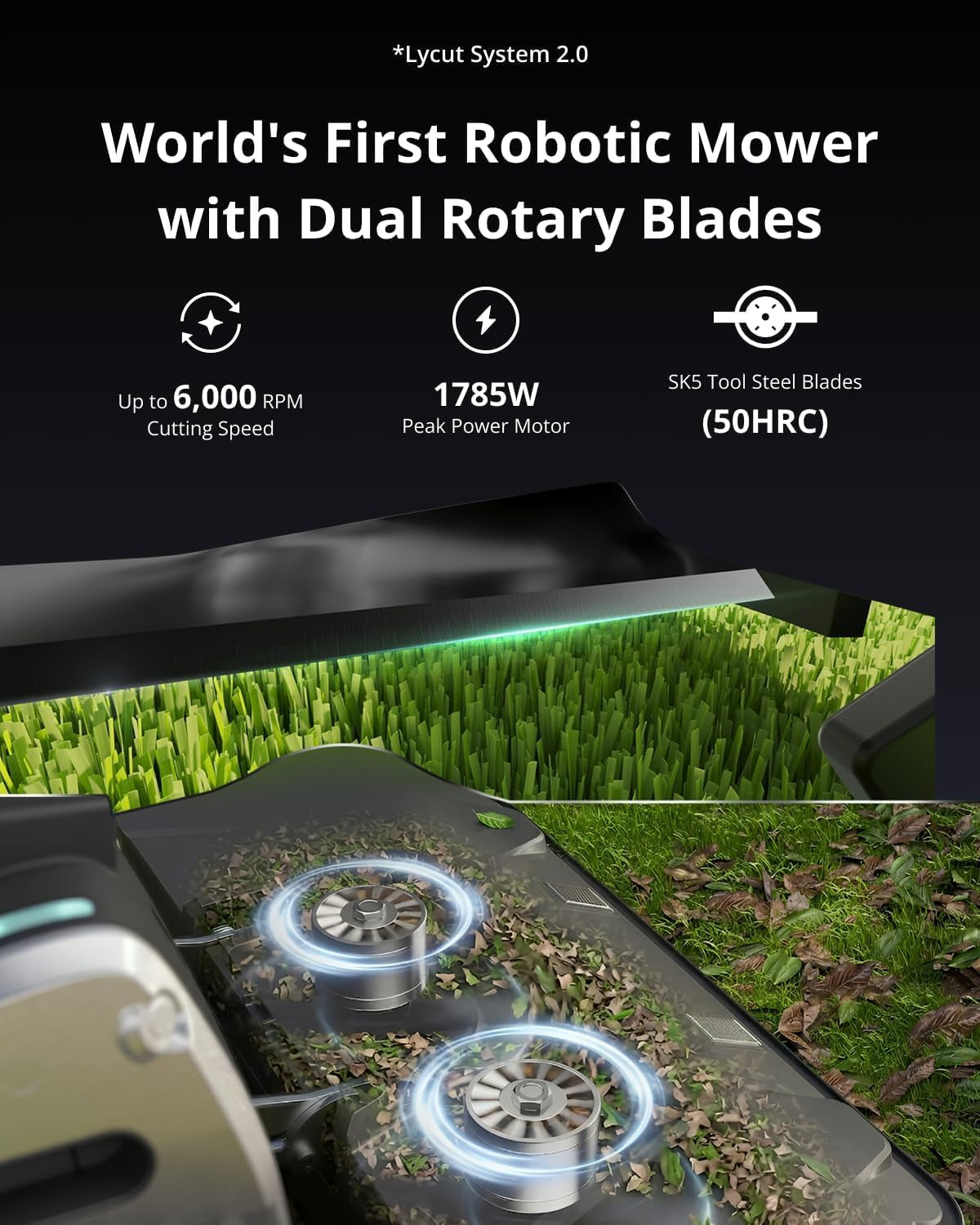 One plus Robot Lawn Mower, Wire-Free Rtk+Vision Navigation, 1.73 Acres Daily Coverage, 100% Slope (45°) Climbing, 1.2"-4" Cut Height, AWD All-Terrain Automatic Robotic Mower, App Control