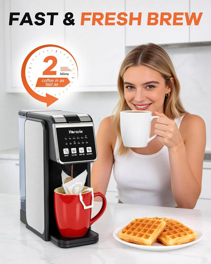 Single Serve Coffee Maker with Built-In Grinder, Fast Brew 6-16Oz Single Cup for Whole Beans, Grounds, K Pod, Grind and Brew Coffee Maker with 47Oz Water Tank, Descaling Alert, Black