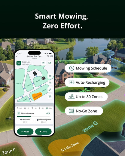 One plus Robot Lawn Mower, Wire-Free Rtk+Vision Navigation, 1.73 Acres Daily Coverage, 100% Slope (45°) Climbing, 1.2"-4" Cut Height, AWD All-Terrain Automatic Robotic Mower, App Control