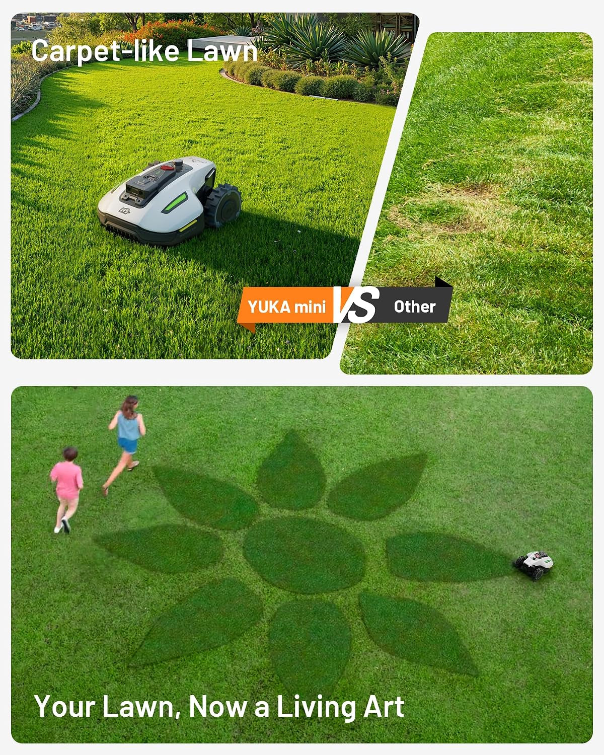 YUKA Mini 500 Robot Mower with Combined Garage, Netrtk+Vision, No RTK Antenna Required, Recommended 500 M2, Max. 700 M2, 50% Slope, with 4G Module