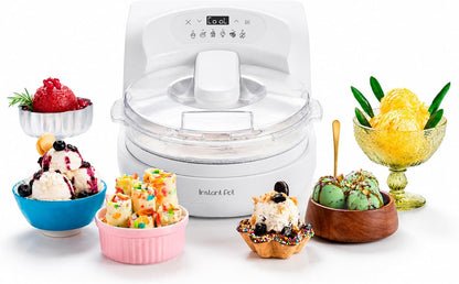 Instantchill Ice Cream Maker with Built‑In Compressor, No Pre‑Freezing, Real Ice Cream in Minutes*, Gelato, Sorbet, Rolled, Non‑Dairy, Mix‑Ins, Easy Clean Up, Quiet, Makes up to 2 Pints