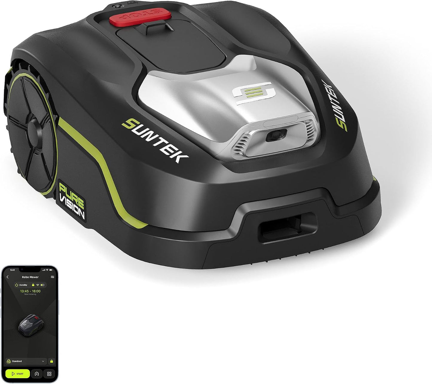 Robot Lawn Mower without Boundary, AI Pure Vision Robotic Mower with Auto Mapping, Slope up to 35°, IPX5 Waterproof Rating, Automatic Mapping, APP Control for Lawns up to 250 M²