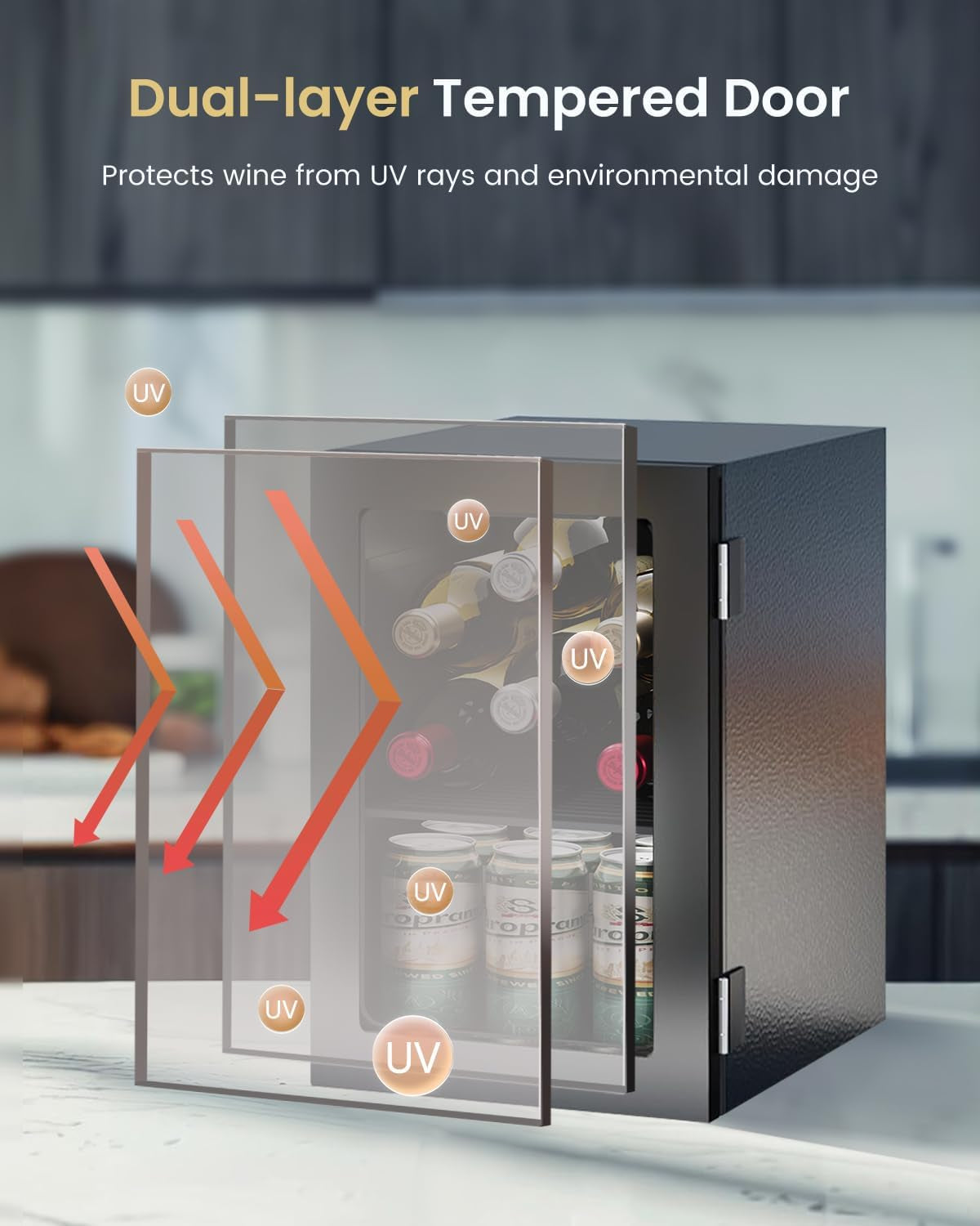 24 Can Beverage Refrigerator, Mini Fridge, Black | 40-61°F, Whisper-Quiet ≤38Db, Fast Even Cooling, Removable Shelf, for Soda, Beer, Wine. Fits Office, Dorm, Bedroom, Home Bar