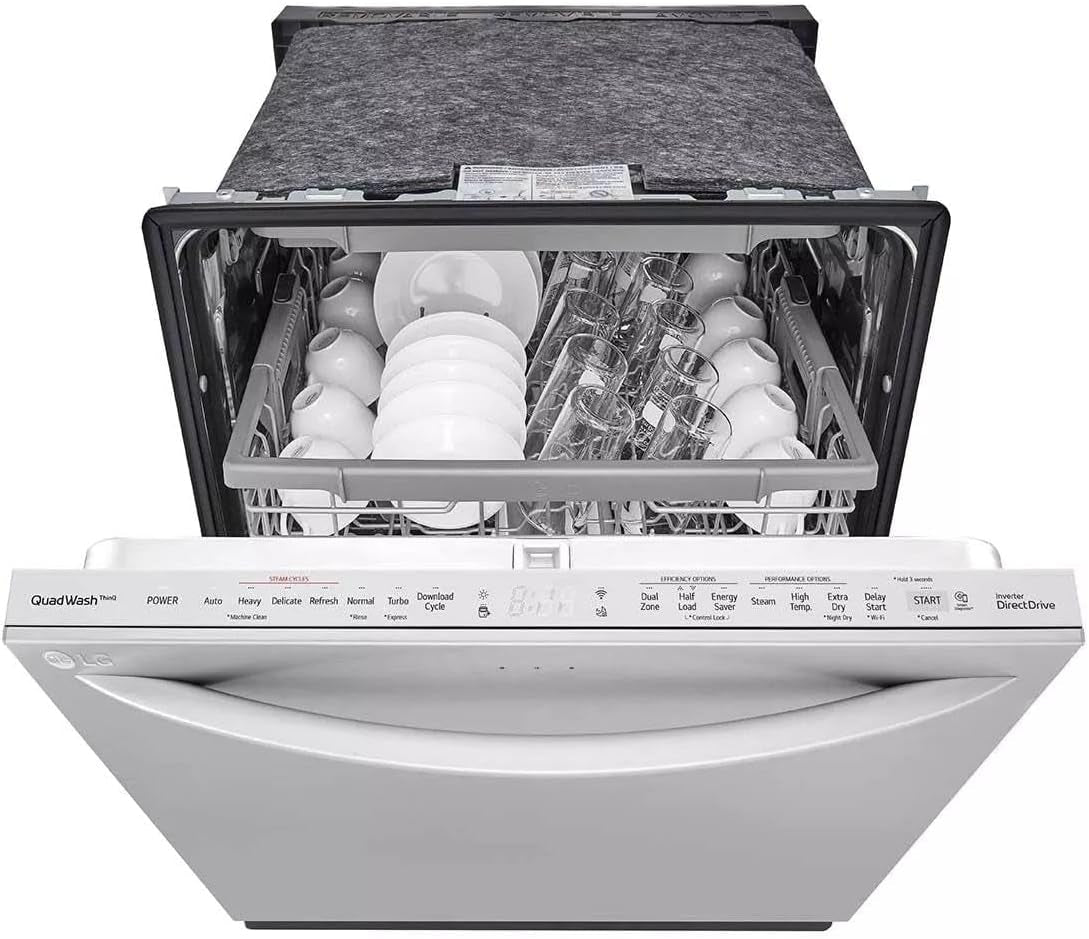 LG LDTS5552S Top Control Dishwasher with Quadwash, Truesteam, Dynamic Dry, 3Rd Rack, 46 Dba, Printproof Stainless Steel