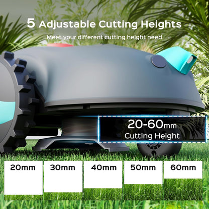 V100 Robot Lawnmower without Boundary, Vision Navigation, 150 Obstacle Dectection,Adjustable Cutting Height,Magnetic Wires,Robotic Lawnmower with 4Ah Battery-Ideal for Small Lawns up to 150M²