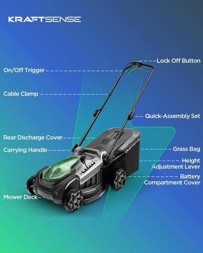 18" 40V Max Brushless Cordless Electric Lawn Mower | Includes 2X20V 8.0Ah Batteries & Charger, 6-Level Height Adjustment (25Mm-75Mm), 50L Collection Bag & 2 Spare Blades