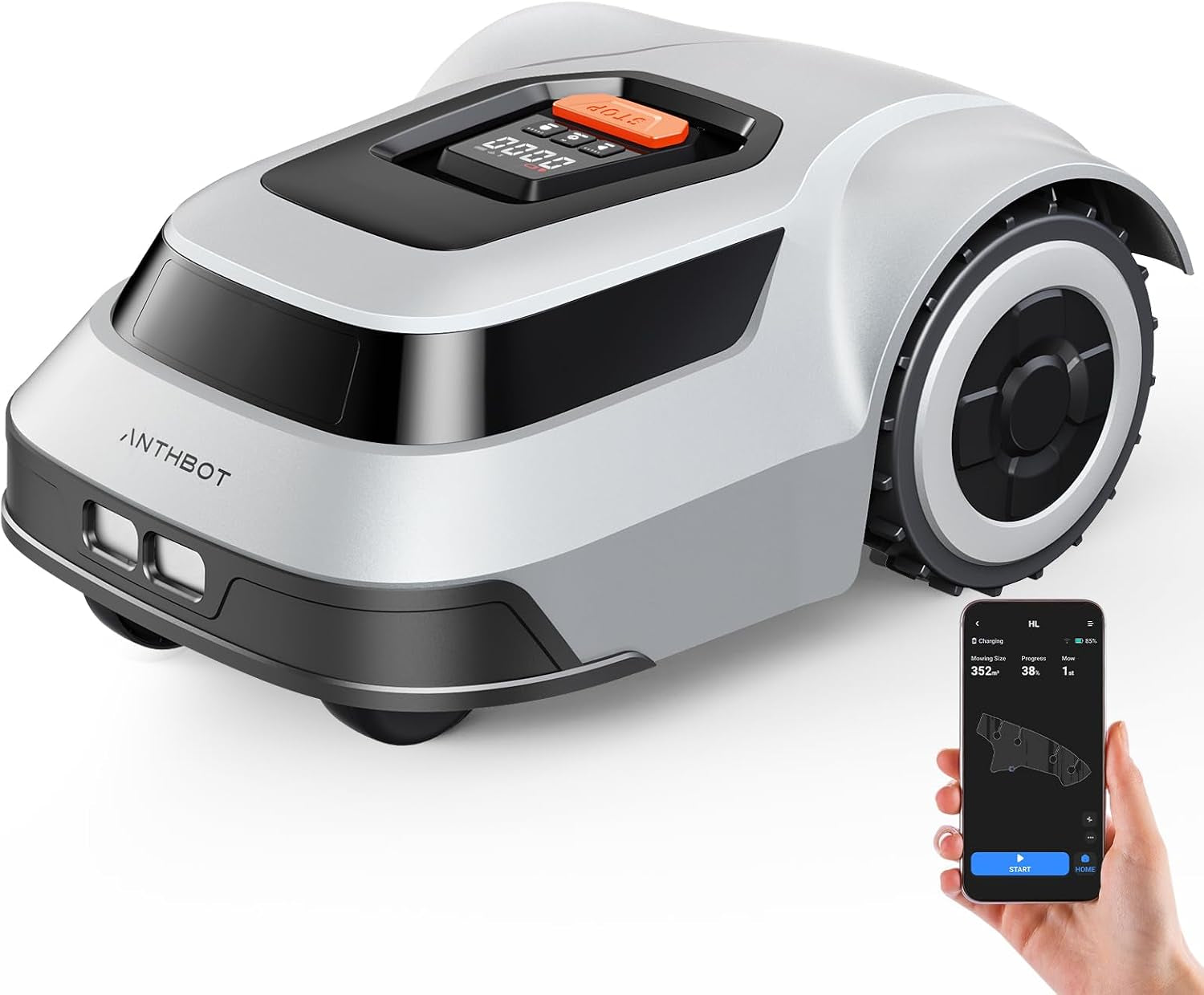 Robotic Lawn Mower Smart Robot - up to 900M², with Max 180M Boundary Wire, 300% Higher Efficiency, Smart Mowing Path, Breakpoint Detection, Low Noise 55Db,  Robot Lawnmower