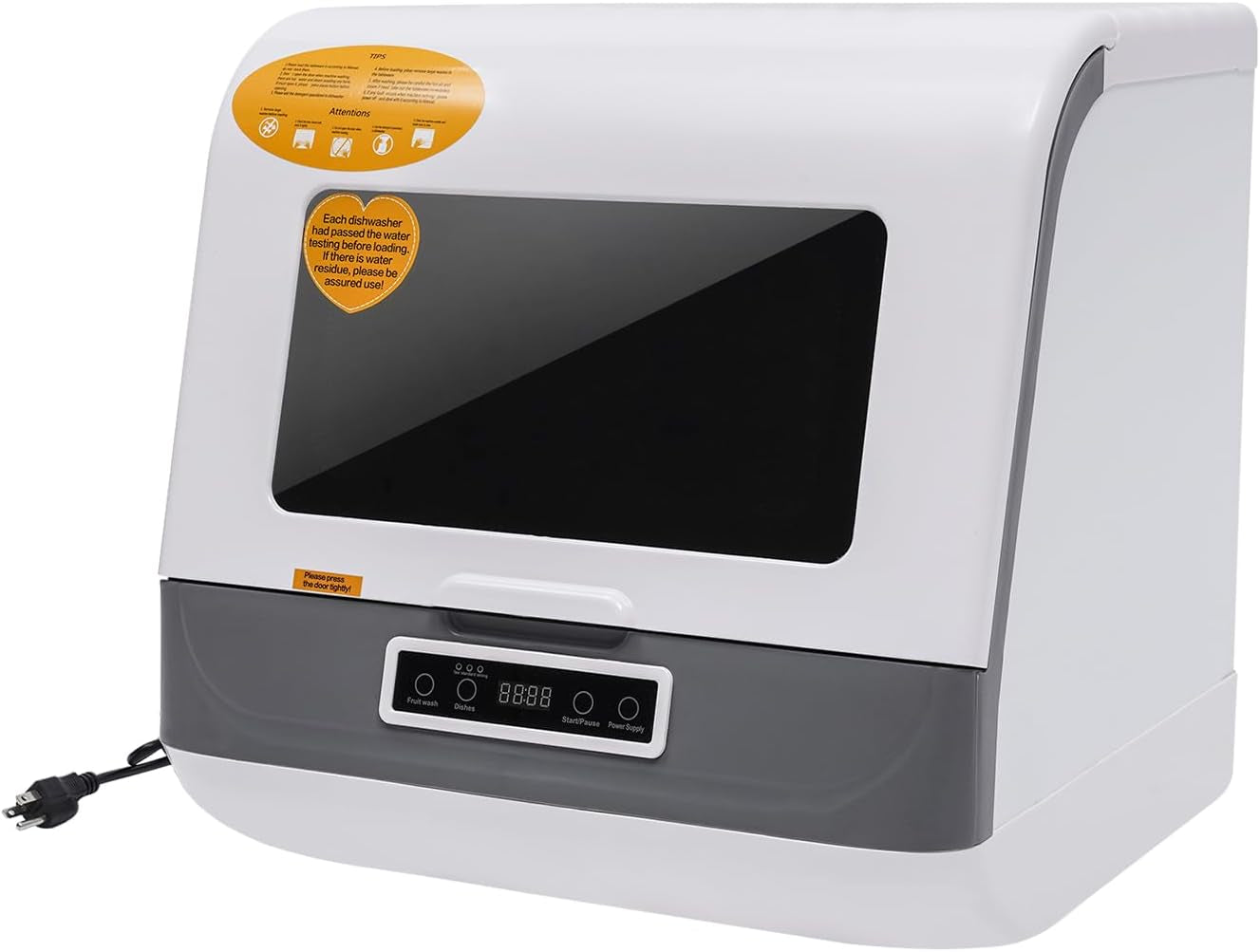 Portable Countertop Dishwasher with 8L Built-In Water Tank, 3 Washing Modes,White