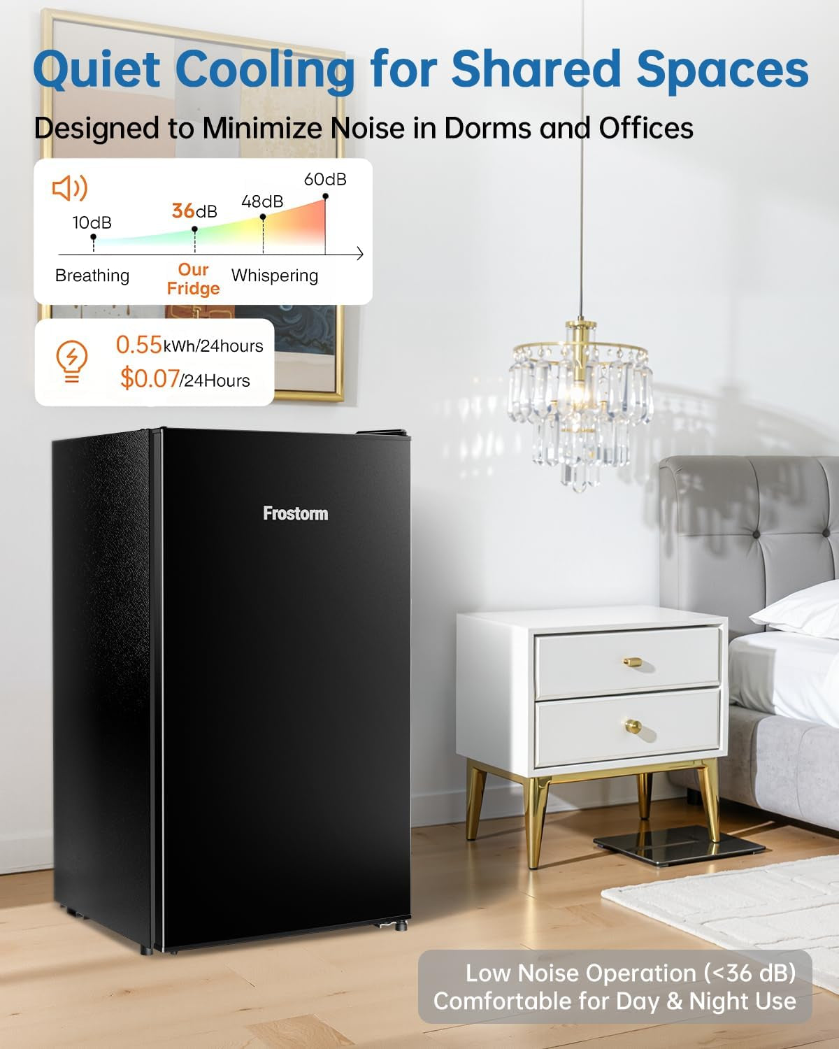 3.2 Cu Ft Mini Fridge with Freezer, Single Door Upright Freezer | Energy Efficient, Large Capacity, Reversible Door, ETL Certified, Small Refrigerator for Bedroom, Office & Dorm, Black