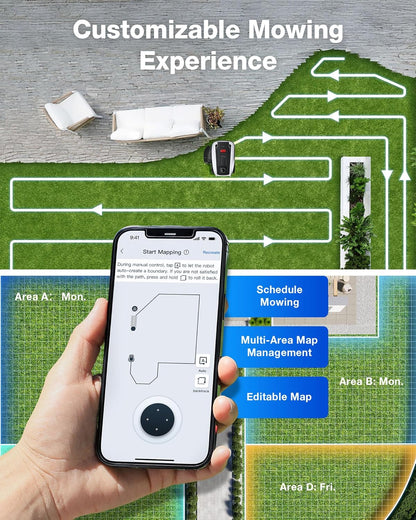 ECOVACS Goat O1000 Lidar PRO Robot Lawn Mower, Wire-Free Mapping with Lidar Navigation, AI Obstacle Avoidance, Smart Edge Mowing, App Control, for Lawns up to 1/4 Acre