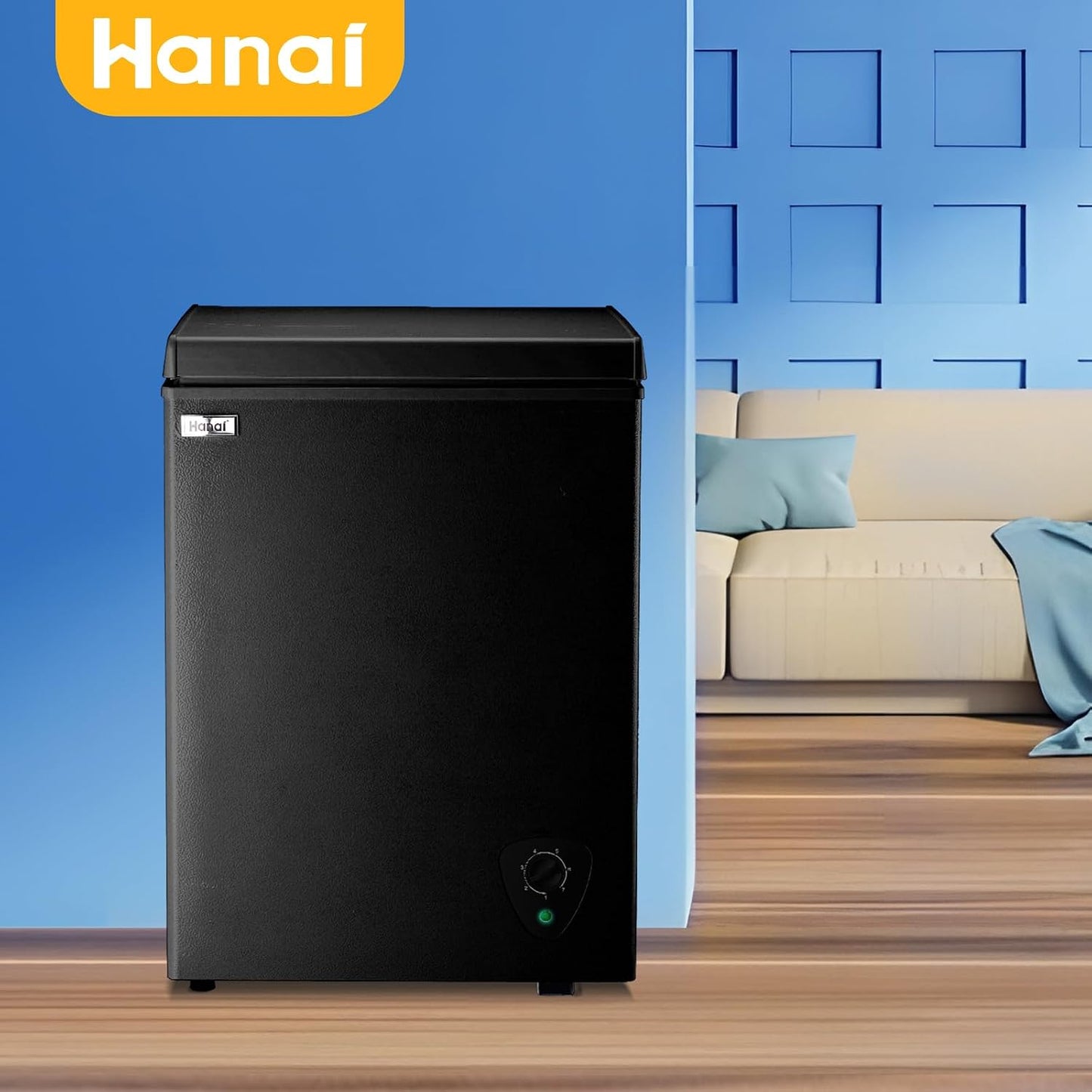 Chest Freezer 3.5 Cu.Ft Small Deep Freezer Top Door for Garage Black | Free-Standing Freezer with 2 Removable Baskets Adjustable 7 Thermostat Wheels & Adjustable Feet