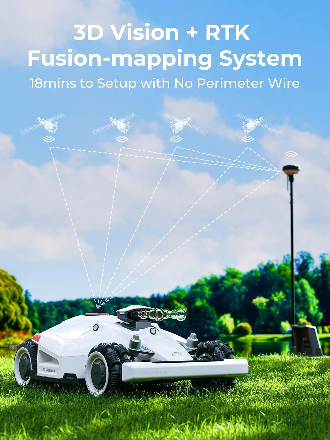 LUBA 2 AWD 5000 Robotic Lawnmower, Perimeter Wire Free for 1.25 Acre Lawn 80% Slope, APP Control with Virtual Boundaries, All-Wheel Drive, Multi-Zone Management…